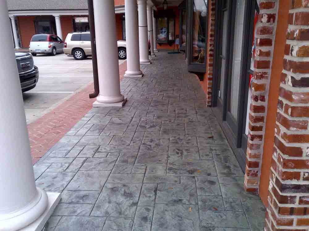 A decorative walkway by a company that does garage floors in Harrison County, MS